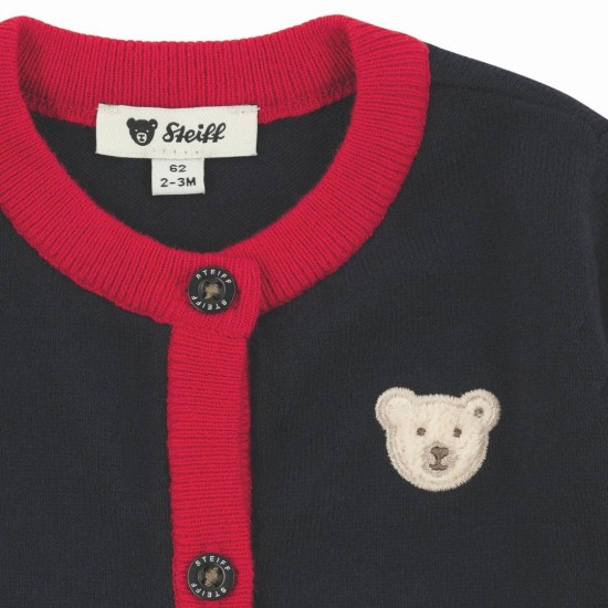 Steiff AW25 Girls Red and Navy Checked Trouser and Cardigan set 7452