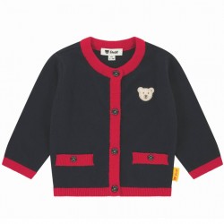 Steiff AW25 Girls Red and Navy Checked Trouser and Cardigan set 7452