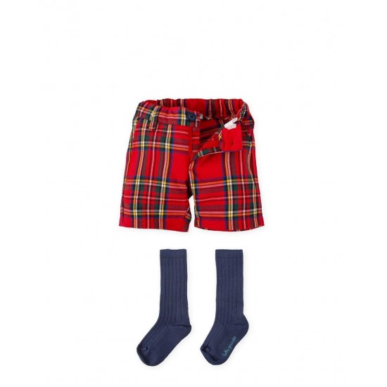Tutto Piccolo AW25 Red Jumper and Bermuda Shorts & Socks Set 2850/2115 Tutto Piccolo AW25 Red Jumper and Bermuda Shorts & Socks Set 2850/2115