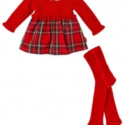 Tutto Piccolo AW25 2235 Red Dress and Tights