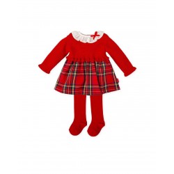 Tutto Piccolo AW25 2235 Red Dress and Tights Tutto Piccolo AW25 2235 Red Dress and Tights