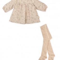 Tutto Piccolo AW25 1237 Girls Sand Dress with Tights