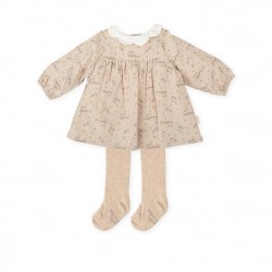 Tutto Piccolo AW25 1237 Girls Sand Dress with Tights