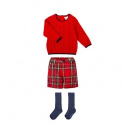 Tutto Piccolo AW25 Red Jumper and Bermuda Shorts & Socks Set 2850/2115