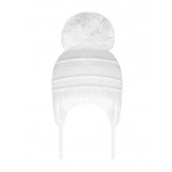 Pom Pom Envy Single Cable White Hat with Pom Pom