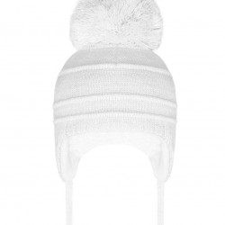 Pom Pom Envy Single Cable White Hat with Pom Pom