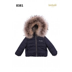 Bimbalo boys navy blue jacket with fur hood 8381