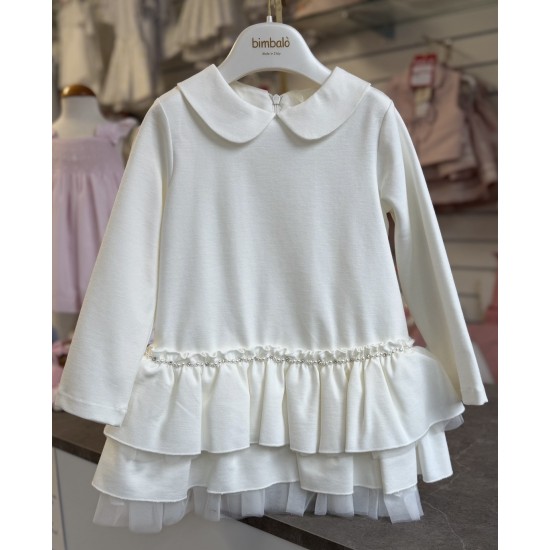 AW26 Bimbalo girls cream frill dress 8311