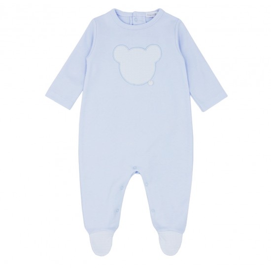 Blues Baby bear applique cotton all in one blue BB0204B