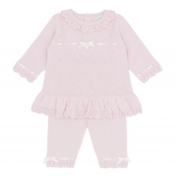 Blues Baby girls pink knitted tunic and leging set BB3145