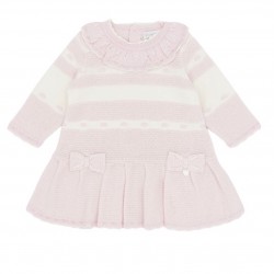 Blues Baby pink and white knitted dress BB3159A Blues Baby pink and white knitted dress BB3159A