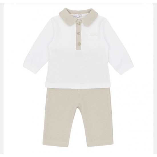 Blue Baby Boys Beige Polo Set AW26 BB3236 Blue Baby Boys Beige Polo Set AW26 BB3236