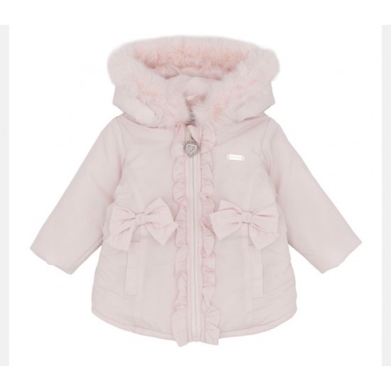 Blue Baby Girls Pink Coat with Fur Hood AW26 BB3254 Blue Baby Girls Pink Coat with Fur Hood AW26 BB3254