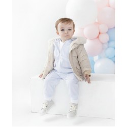 Blue Baby Boys Beige Jacket with Fur Hood AW26 BB3246 Blue Baby Boys Beige Jacket with Fur Hood AW26 BB3246
