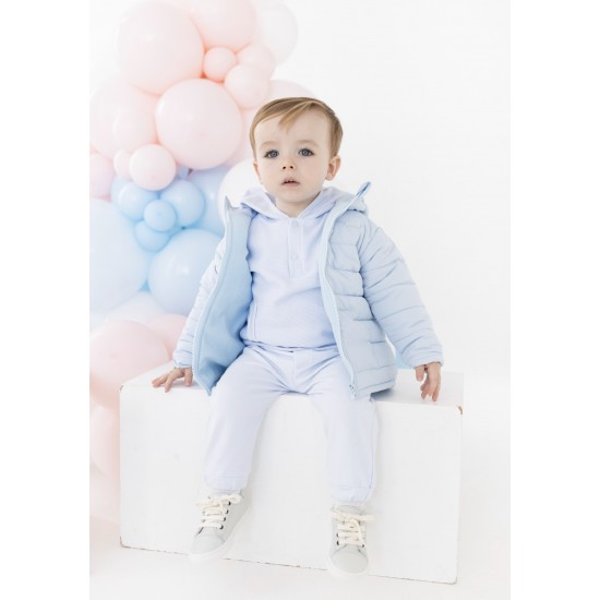 Blue Baby Boys Blue Quilted Puffa Jacket AW26 BB3249 Blue Baby Boys Blue Quilted Puffa Jacket AW26 BB3249