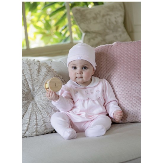 AW26 Emile et Rose Pale Pink All in one - scalloped emb yoke and hat 2669PP AW26 Emile et Rose Pale Pink All in one - scalloped emb yoke and hat 2669PP
