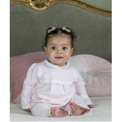 AW26 Emile et Rose  2 piece knit set with crocheted lace edge - Pale Pink - 6525PP
