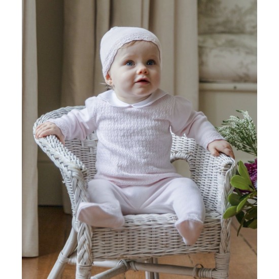 AW26 Emile et Rose  2 piece knit set with feet - Pale Pink - 6526