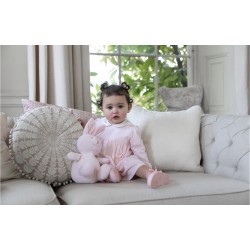 Emile et Rose AW26 Jersey Dress Pale Pink  with scalloped collar 8482PP