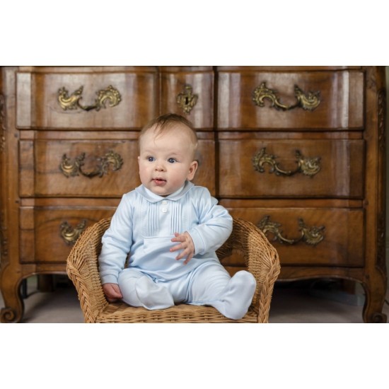 AW26 Emile et Rose Pale Blue All in one embroidered set yoke and hat 2660PB AW26 Emile et Rose Pale Blue All in one embroidered set yoke and hat 2660PB