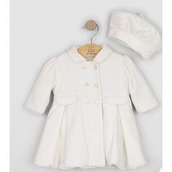 Emile et Rose AW26 Velour Ivory Padded Coat with Pleats & Beret 9304V