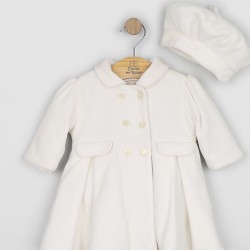 Emile et Rose AW26 Velour Ivory Padded Coat with Pleats & Beret 9304V