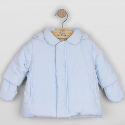 Emile et Rose AW26  Pale Blue Microfibre Jacket with hood and mitts - 9286PB