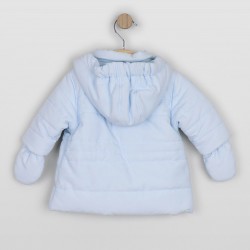 Emile et Rose AW26  Pale Blue Microfibre Jacket with hood and mitts - 9286PB