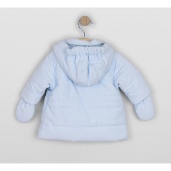 Emile et Rose AW26  Pale Blue Microfibre Jacket with hood and mitts - 9286PB