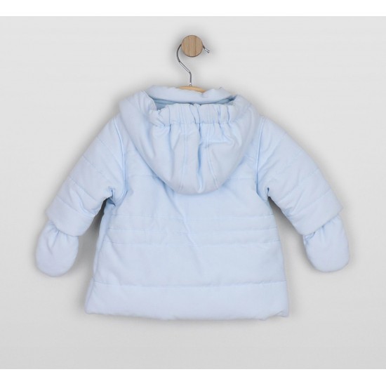 Emile et Rose AW26  Pale Blue Microfibre Jacket with hood and mitts - 9286PB