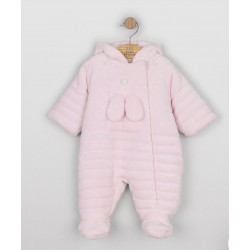 Emile et Rose AW26 Fleece Pramsuit 3D bunny Pale Pink - 1956PP