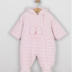Emile et Rose AW26 Fleece Pramsuit 3D bunny Pale Pink - 1956PP