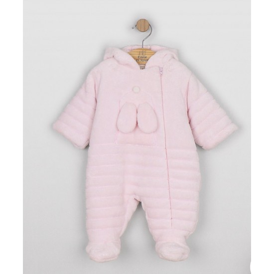 Emile et Rose AW26 Fleece Pramsuit 3D bunny Pale Pink - 1956PP