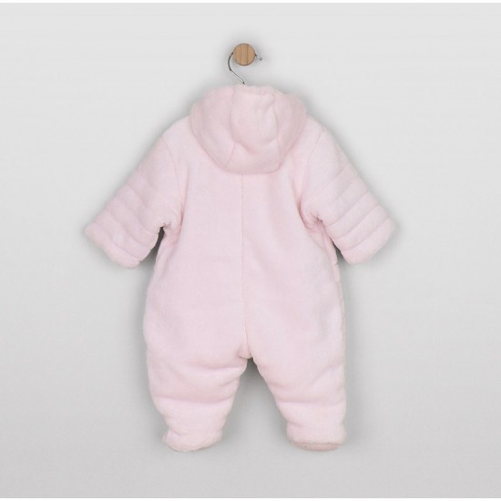 Emile et Rose AW26 Fleece Pramsuit 3D bunny Pale Pink - 1956PP