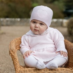 Emile et Rose AW26 Jersey Dress Pale Pink  with large collar 8483PP