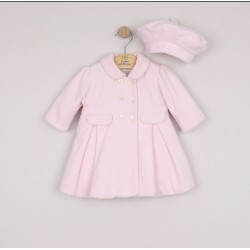 AW26 Emile et Rose Velour Pale Pink Padded Coat with Beret- 9304PP