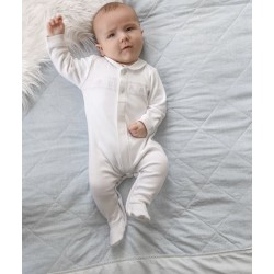 AW26 Emile et Rose White Babygrow teddy panel and hat 2607WH