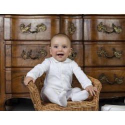 AW26 Emile et Rose White Babygrow teddy panel and hat 2607WH