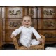 AW26 Emile et Rose White Babygrow teddy panel and hat 2607WH AW26 Emile et Rose White Babygrow teddy panel and hat 2607WH