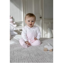 AW26 Emile et Rose Pale Pink All in one with white bow and hat 2670PP