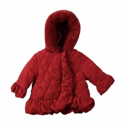 Mintini girls red coat with fur hood MB7283