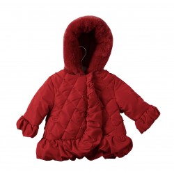 Mintini girls red coat with fur hood MB7283