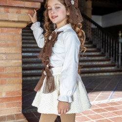 Naxos girls white blazer with beige bow 7883