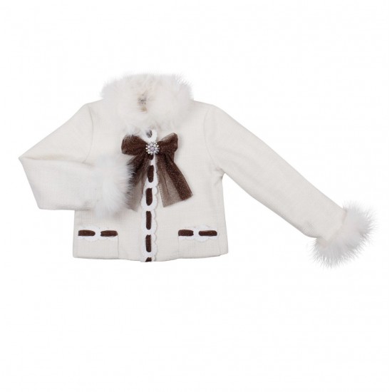 Naxos girls white blazer with beige bow 7883 Naxos girls white blazer with beige bow 7883