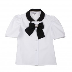 Naxos girls white shirt with black bow 7876