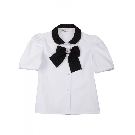 Naxos girls white shirt with black bow 7876 Naxos girls white shirt with black bow 7876