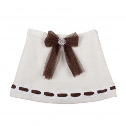 Naxos girls white skirt with beige bow 7855
