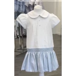 Pretty Originals blue/white dropped waist dress BD02418