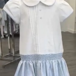 Pretty Originals blue/white dropped waist dress BD02418 Pretty Originals blue/white dropped waist dress BD02418