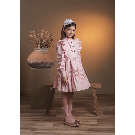 Rochy girls long sleeved pink ruffled dress 26462 Rochy girls long sleeved pink ruffled dress 26462